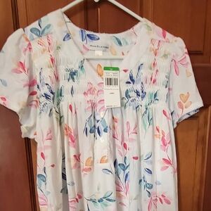 NWT Miss Elaine L short sleeve nightgown. Color: Watercolor Leaves